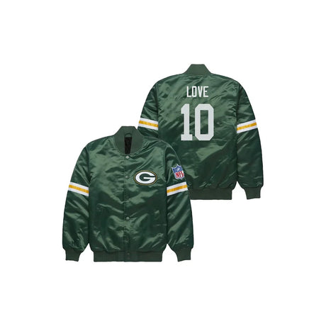 Jordan Love Green Bay Packers Satin Bomber Jacket - Jersey and Sneakers