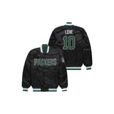 Jordan Love Green Bay Packers Satin Bomber Jacket - Jersey and Sneakers