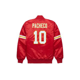 Isiah Pacheco Kansas City Chiefs Satin Bomber Jacket - Jersey and Sneakers