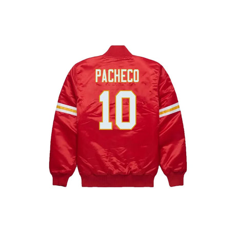 Isiah Pacheco Kansas City Chiefs Satin Bomber Jacket - Jersey and Sneakers