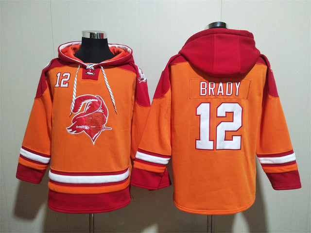 Tom Brady Tampa Bay Buccaneers Orange Throwback Hoodie Jersey - Jersey and Sneakers