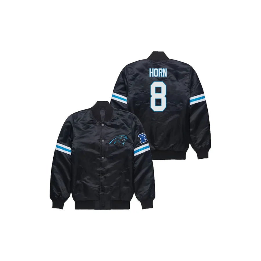 Jaycee Horn Carolina Panthers Satin Bomber Jacket - Jersey and Sneakers