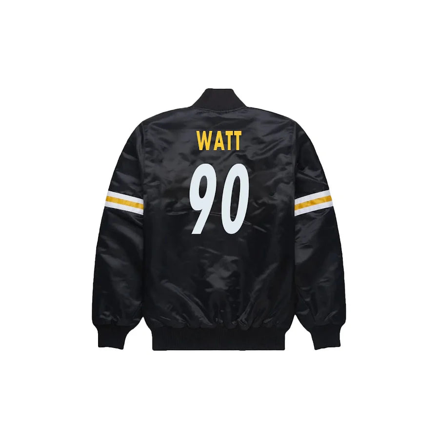 TJ Watt Pittsburgh Steelers Satin Bomber Jacket - Jersey and Sneakers