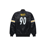 TJ Watt Pittsburgh Steelers Satin Bomber Jacket - Jersey and Sneakers