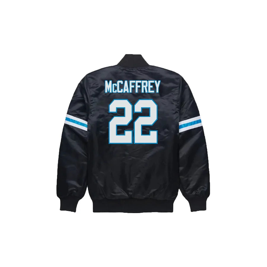 Christian McCaffrey Carolina Panthers Satin Bomber Jacket - Jersey and Sneakers