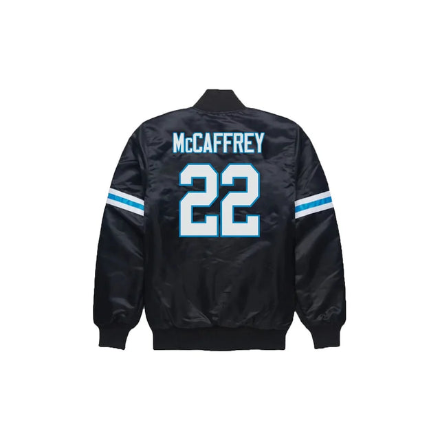 Christian McCaffrey Carolina Panthers Satin Bomber Jacket - Jersey and Sneakers