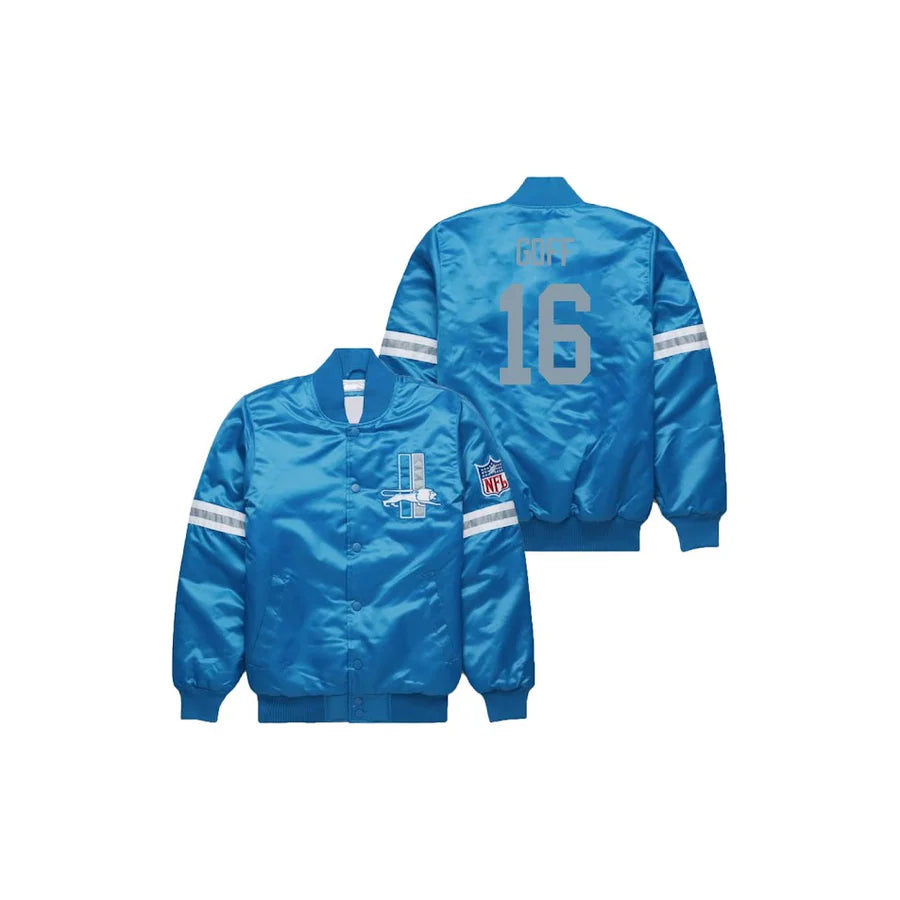 Jared Goff Detroit Lions Satin Bomber Jacket - Jersey and Sneakers