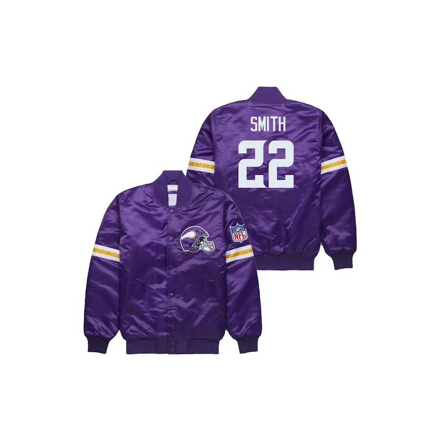 Harrison Smith Minnesota Vikings Satin Bomber Jacket - Jersey and Sneakers