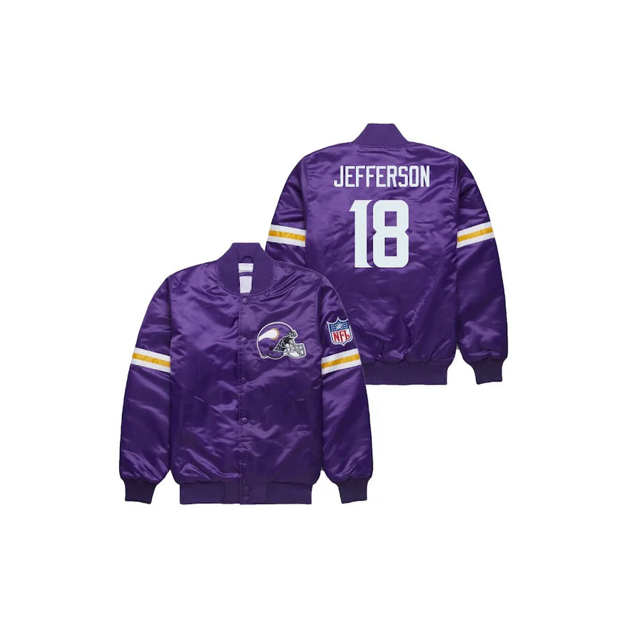 Justin Jefferson Minnesota Vikings Satin Bomber Jacket - Jersey and Sneakers