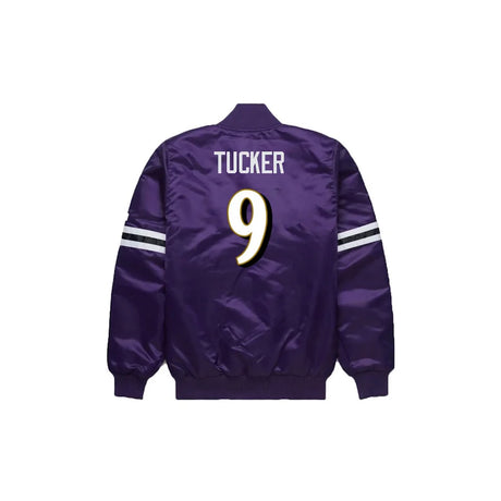 Justin Tucker Baltimore Ravens Satin Bomber Jacket - Jersey and Sneakers