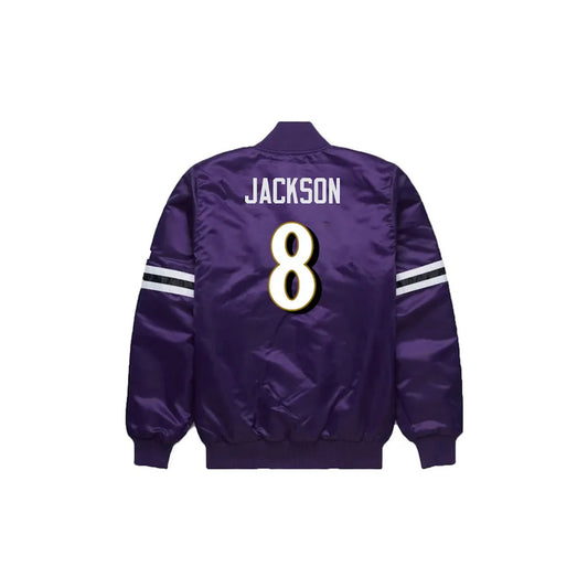 Lamar Jackson Baltimore Ravens Satin Bomber Jacket
