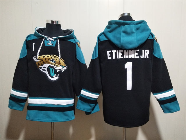 Travis Etienne Jr Jacksonville Jaguars Hoodie Jersey - Jersey and Sneakers