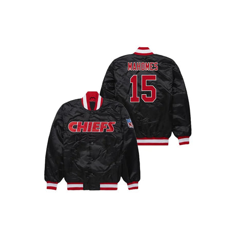 Patrick Mahomes Kansas City Chiefs Satin Bomber Jacket - Jersey and Sneakers