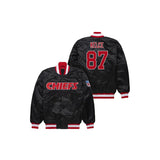 Travis Kelce Kansas City Chiefs Satin Bomber Jacket - Jersey and Sneakers