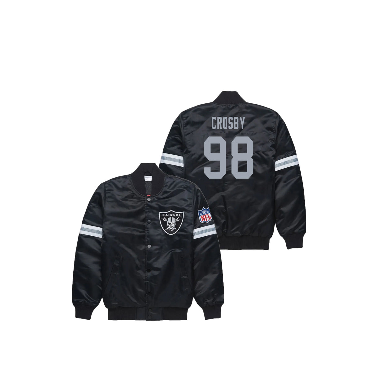 Maxx Crosby Las Vegas Raiders Satin Bomber Jacket - Jersey and Sneakers