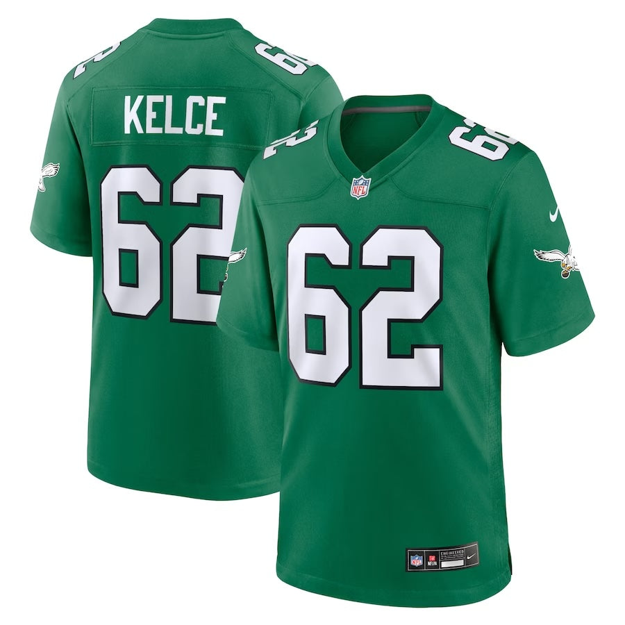 Jason Kelce Kelly Green Philadelphia Eagles Throwback Jersey - Jersey and Sneakers