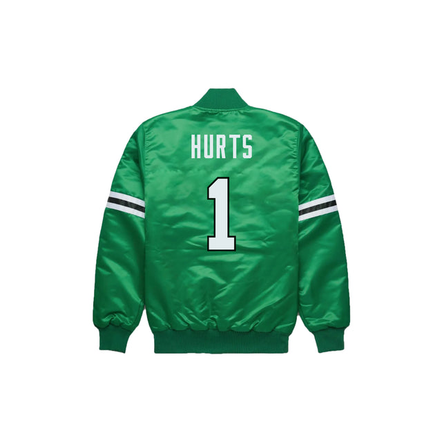 Jalen Hurts Philadelphia Eagles Satin Bomber Jacket - Jersey and Sneakers