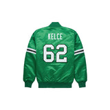 Jason Kelce Philadelphia Eagles Satin Bomber Jacket - Jersey and Sneakers