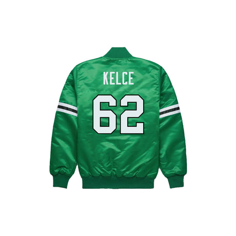 Jason Kelce Philadelphia Eagles Satin Bomber Jacket - Jersey and Sneakers