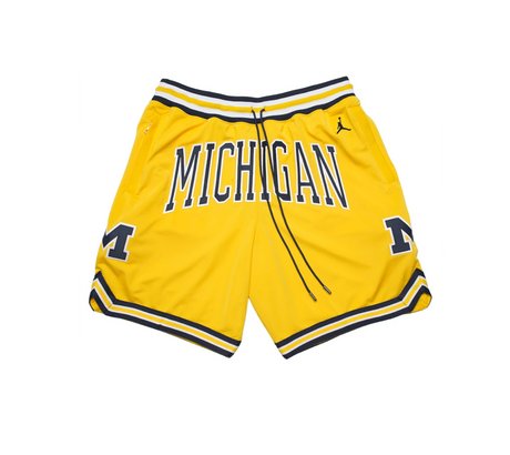University of Michigan Basketball Shorts (Yellow) - Jersey and Sneakers