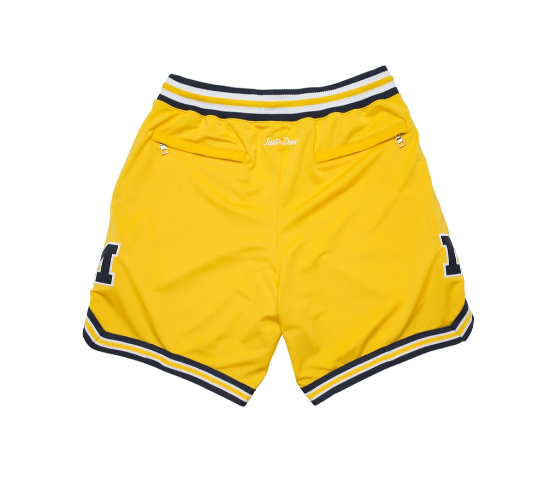 University of Michigan Basketball Shorts (Yellow) - Jersey and Sneakers